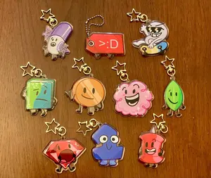 BFDI Keychains, Marker, Pricetag, Nine, Book, Coiny, Puffball, (Evil) Leafy, Ruby, One, Pin Acrylic Keychains, Cute, Durable, And Perfect For Bags, Keys, Or Gifts