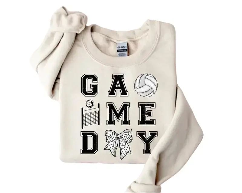 Game Day Volleyball Sweatshirt or Tshirt, Coquette Bow Volleyball Sweatshirt, Touchdown season Shirt, Volleyball Mom Shirt, Team Player Jersey