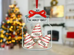 [NEW] Personalized Family Name Christmas Ornament, Custom Family Jar Ornament, Holiday Keepsake