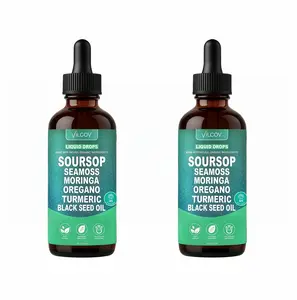 2 Pack Soursop Bitters Liquid Drops 10-in-1 with Nori, Moringa, Turmeric, Black Seed Oil, Oregano, Ashwagandha  Herbal Extracts for Overall Health Vegan,Non- 2 fl oz Bathroom Fitness Dietary Supplement