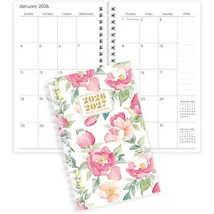 Pocket Calendar 2026-2027, Floral Small Planner -3.7" x 6.7" for Purse, Runs from January 2026 Until December 2027, Monthly Planner 2026-2027 with Coil Organizing & Planning