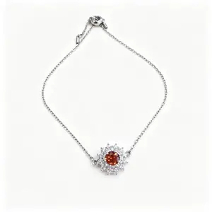 Dainty 1CT Red Moissanite Sunflower Bracelet, Fashion Costume Jewelry for Women