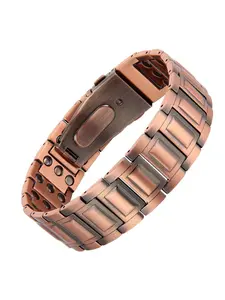 Men's Copper Magnetic Bracelet, Unique Foldover Clasp with Adjustment Tool, Fashion Jewelry, Perfect Gift Choice, Durable Comfort Design, Durability