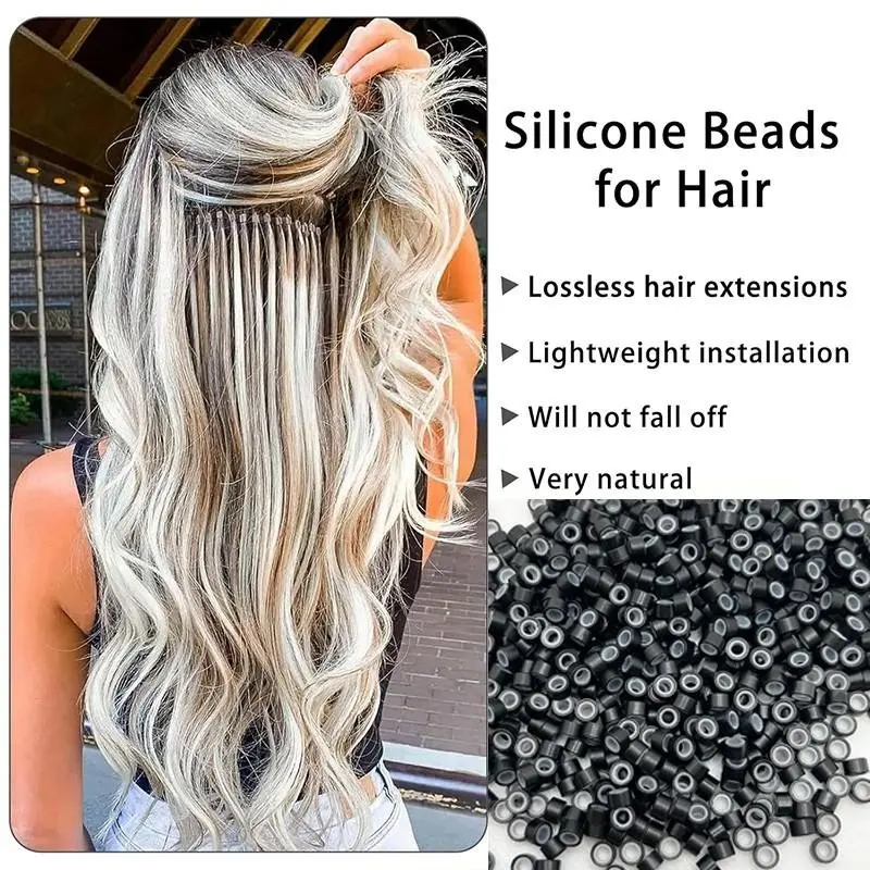 100pcs Micro Hair Extensions Rings, Silicone Mini Hair Extension Clips, Microbead Hair Extensions, Durable & Comfortable & Lightweight Hair Accessories for Styling, Will Not Fall Off, Very Natural, Installation