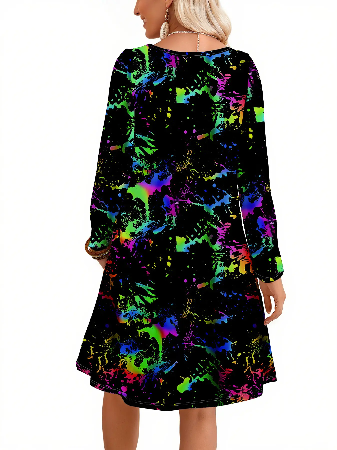 Plus Size Bright Color Ink Pattern Full Body Print Round Neck Long Sleeve Dress, Casual Dream Style Soft Vacation Dress for Spring & Fall - TikTok Shop Plus Size Bright Color Ink Pattern Full Body Print Round Neck Long Sleeve Dress, Casual Dream Style Soft Vacation Dress for Spring & Fall - TikTok Shop