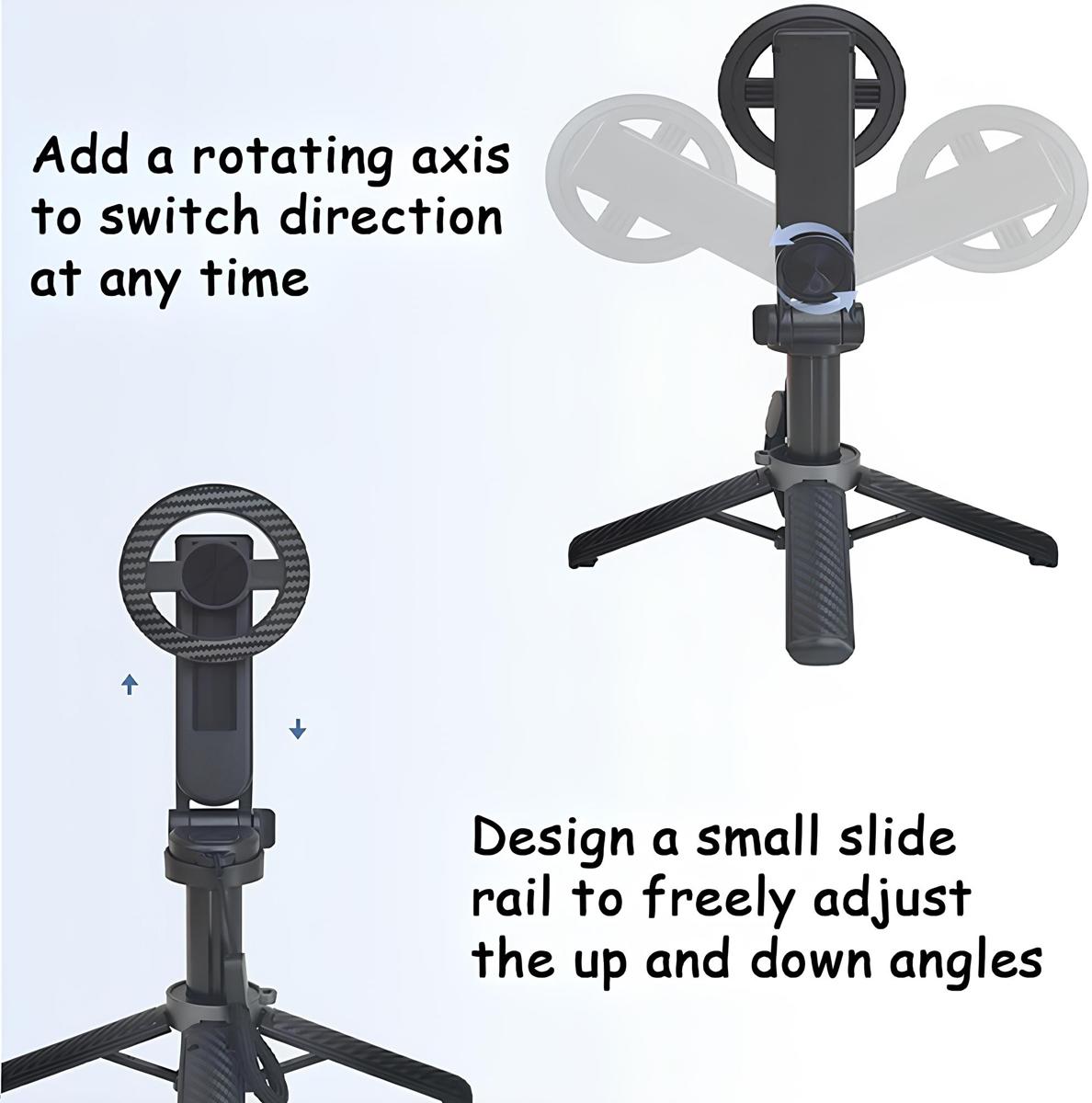 5-in-1 Magnetic Selfie Stick with Remote for Cell Phone 360° Rotation, Compact & Stylish, With wireless Bluetooth control, Magnetic Phone Holder for Selfies/Video Recording/Vlogging, Compatible with Most Phone Modes