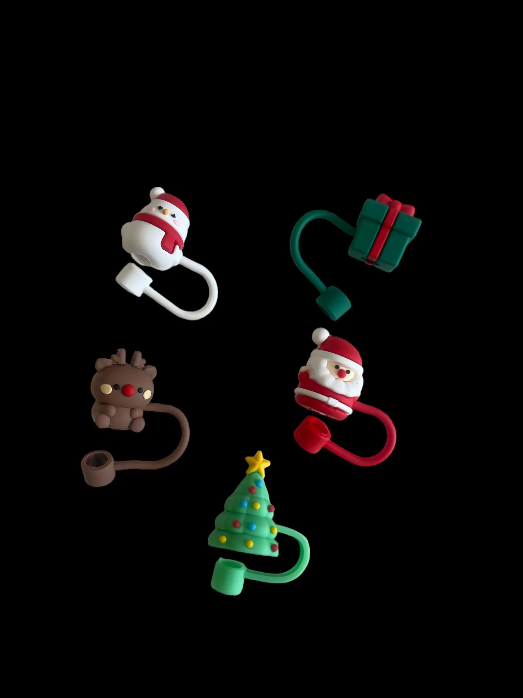 Silicone Christmas Straw Covers for Tumblers and Glasses Cup Drinkware