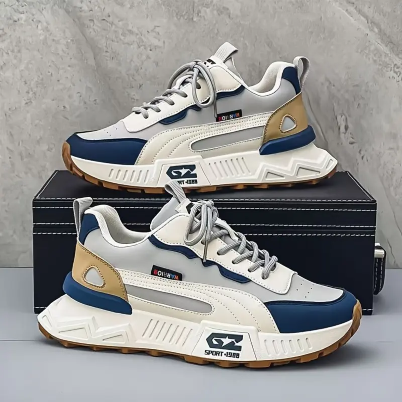 [Low Top Vintage Preppy Sneakers] Men'S Fashion Sneakers, Vintage Preppy Sports Casual Shoes, Solid Color, Low Top, Lace-Up Closure,