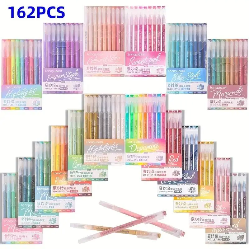 162 Colors Colored Pen Set, 162pcs/set Drawing Graffiti Highlighter Pen, Colorful Drawing Graffiti Hand Account Writing Marking Pen