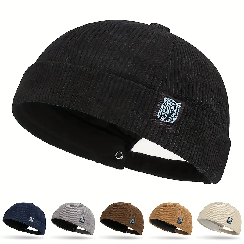 Unisex Winter Beanie Hat - Soft Corduroy-like Texture, Adjustable Flap Opening Fit, Warm Non-stretchy Clothes Accessory for Men & Women - Available in Black, Dark Blue, Brown, Beige - Casual Warmth Christmas Gift for Daily Use