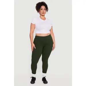 Plus Size High Waisted Leggings with Cell Phone Pockets