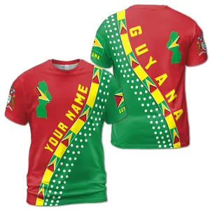Custom Name Guyana Map Design Patriotic Unisex T-Shirt S-5XL