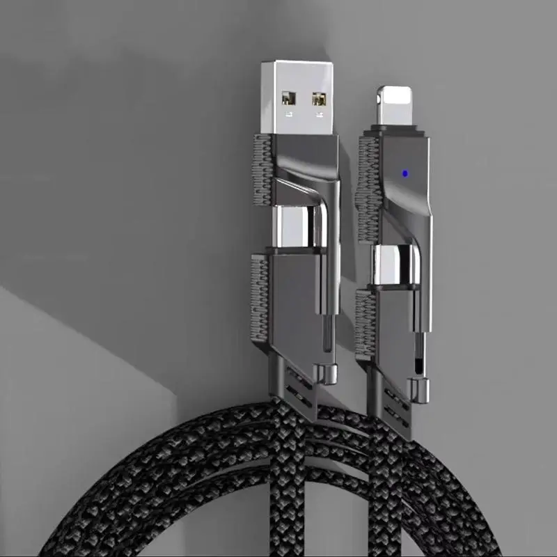 4 in 1 65W Fast Charging Data Cable, 1 Count Multifunctional Simultaneous Charging & Transmission Data Cable, Universal Quick Charge Wire Cable for Ho