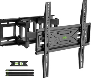 Full Motion TV Wall Mount for 32-70 inch TVs up to 99 lbs with Dual Articulating Arms Swivel Tilt Max VESA 400x400mm Fits 12" 16" Wood Studs Home Entertainment Setup
