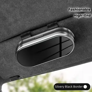 1pc metal smooth surface+ABS high-end fashionable car glasses case sun visor Fashion Glasses clip car interior driver glasses clip Fashion Glasses car storage box glasses frame, perfect glasses storage box perfect gift