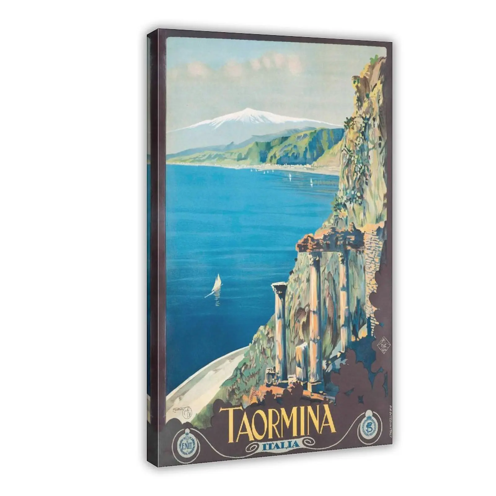 Taormina Sicily Italy Vintage Travel Canvas Poster Wall Art Decoration For Home Bedroom Office Living Dorm Room Decor Boys Girls Gift