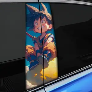 Set of 2 Waterproof Anime Car B-Pillar Vinyl Decals for Both Sides - Trendy Decorative Stickers & Scratch Covers for Your Car or Truck!