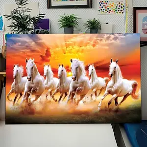 Wall Art Horse Pictures Seven Lucky Running Wild Horses Canvas Poster for Bedroom Office Sports Landscape Decor Modern Home Decoration Artistic