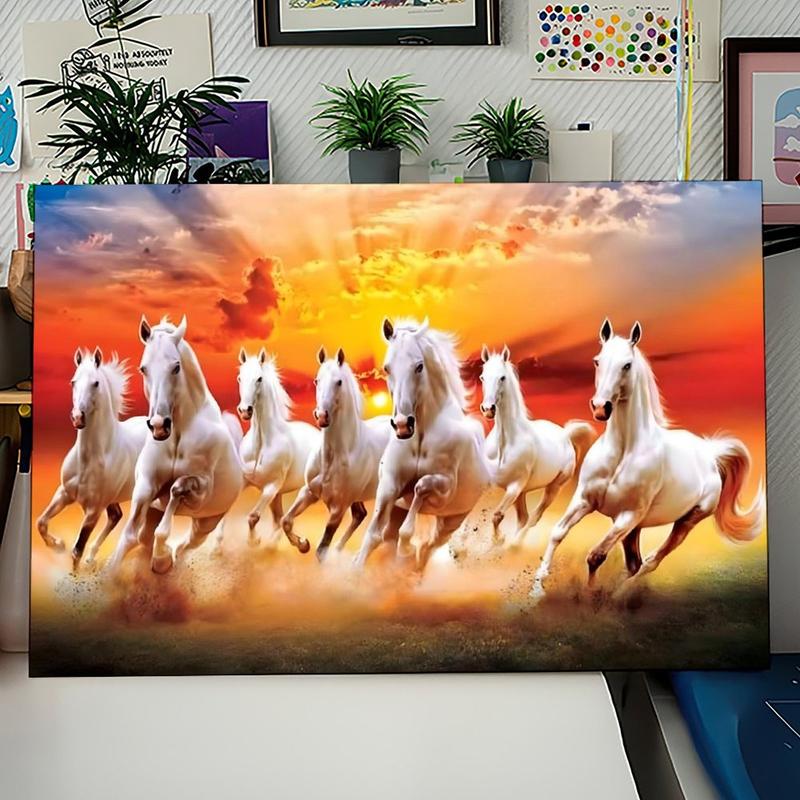 Wall Art Horse Pictures Seven Lucky Running Wild Horses Canvas Poster for Bedroom Office Sports Landscape Decor Modern Home Decoration Artistic