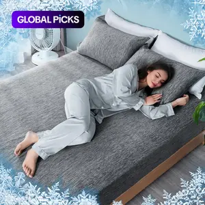 Cooling Fitted Sheet Set for Hot Sleeper, Cooling Sheets, 1 Fitted Sheet and 1/2 Pillowcase,Q-Max 0.4, 360° Elastic Band, Soft Breathable Temperature Regulation Bedding for Night Sweats, 16" Deep (up to 18")