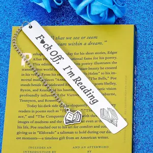 1pc Stainless Steel Lettering Book Pendant Bookmark, Fun Reading Aid, Student Bookmark Gift for Book Lovers, Teacher Appreciation Gift