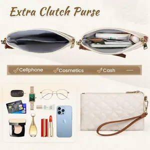 Laptop Bag for Women 15.6 Inch Vegan Leather Work Tote Bag Quilted Womens Briefcase Designer Laptop Bags for Office Teacher College Cute Computer Bag with Purse Professional Beige & Brown