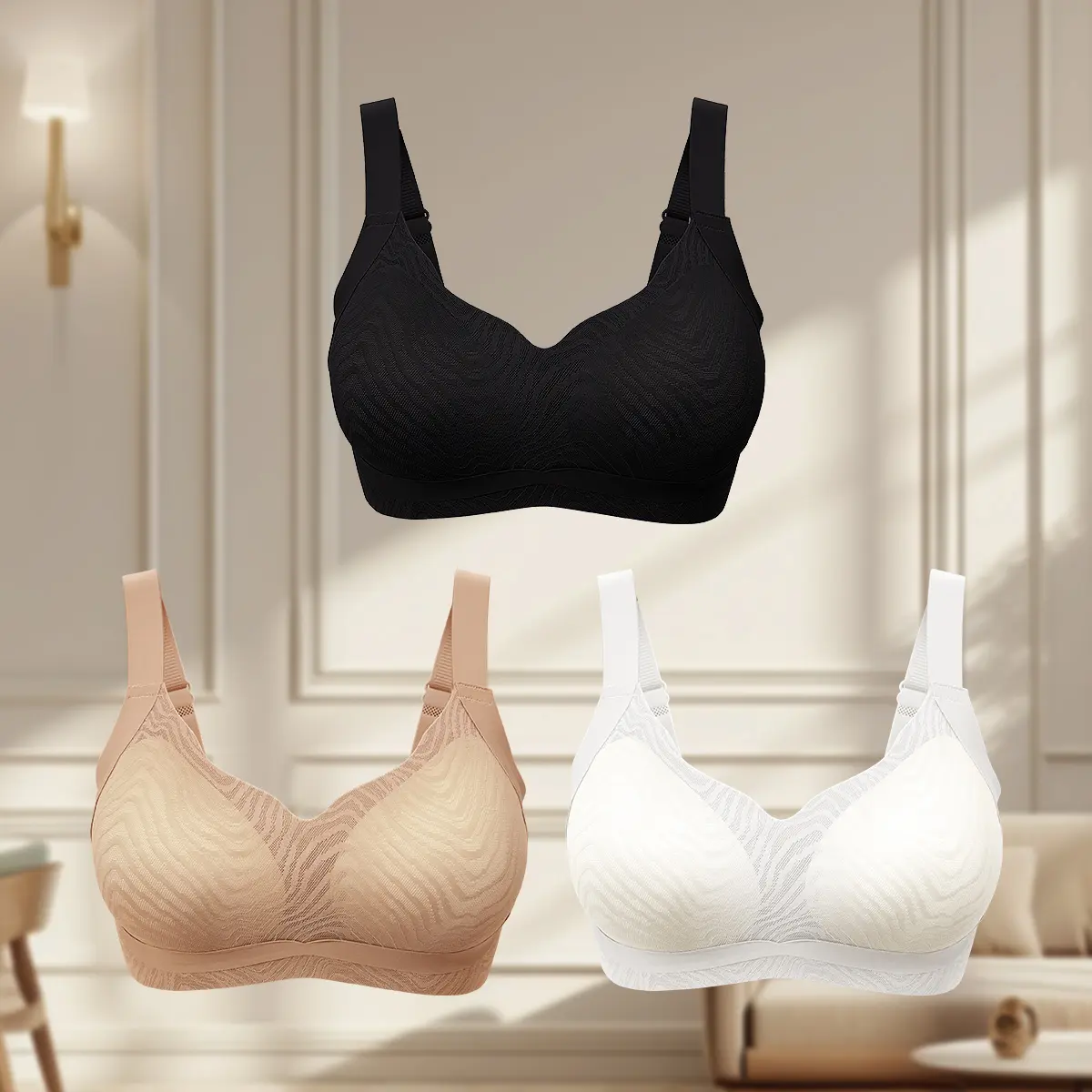 Women's Plus Size Wireless Basic Fit Everyday Bras - 1pc, Cloud-Soft Breathable Fabric, All-Day Comfort Support, No Digging for Curvy Tops Wearers (1XL-5XL) Casual Cutout Womenswear Bralette
