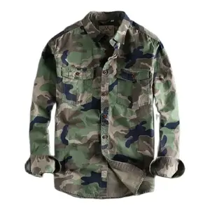 Men Camouflage Cargo Shirts High Quality Durable Outdoor Hiking Sport Daily American Style Casual Camicia Autumn(Raincoats)(Sheet)