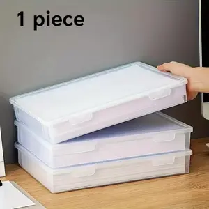 A4 Plastic File Storage Box with Lid, Clear Document Organizer for Papers & Office Accessories, Dust-Proof Office Supply Container