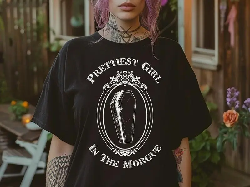 Prettiest Girl In The Morgue Goth T Shirt, Victorian Goth Clothes, Alt Clothes, Gothic Clothes