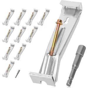10 Pcs 5 Inch Gutter Hangers with Pre-Inserted Rust Resistant Screw, Quick Screw Hidden Gutter Clips Bracket with 1/4’’ Hex Drill Bit, for 5" K-Style Aluminum Gutters