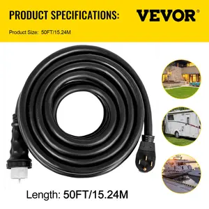 VEVOR 50FT Generator Power Cord 50-Amp 125/250-volt 14-50P to CS6364 Locking Connector