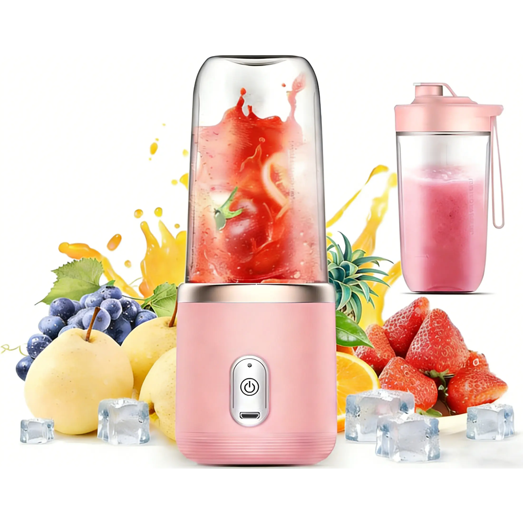 Portable Blender 14oz, Personal Blender for Shakes & Smoothies, 400ml  Portable 2 Cups & Lids, Easy Clean, High-Speed Mixer for Juices, Kitchen, Baby Food – Powerful Motor, Safe Double Tap