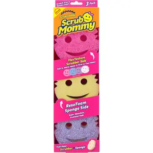 Scrub Daddy Scrub Mommy Sponges, Dish Scrubber + Non-Scratch Cleaning Sponges Kitchen Bathroom + Multi-Surface Safe Dual-Sided Dish Sponges for Scrubbing(3 Count)