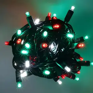 50 5mm ColorSplash Christmas Red, Green, Cool White LED Christmas Lights, 6" Spacing