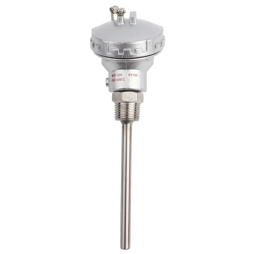 PT100 Temperature Sensor Probe 1/2" Thread - RTD Stainless Steel Thermocouple for Industrial Heating Cooling Systems, -200°C to 420°C Range(100MM)