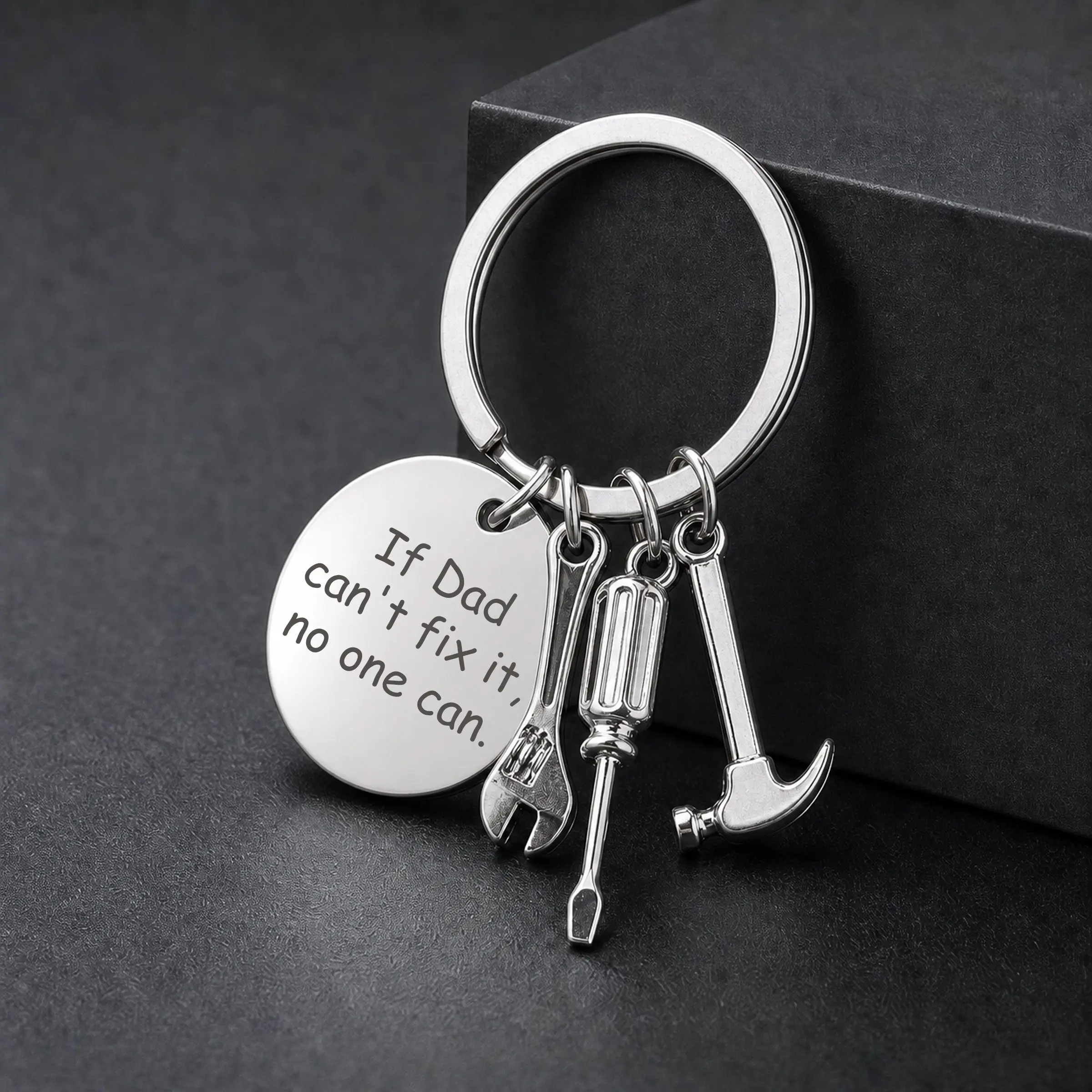 Father's Day Gift If Dad Can't Fix It No One Can Keychain with Screwdriver Wrench Hammer Gifts for Dad, Custom Gift,