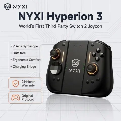 NYXI Hyperion 3 Black Purple Wireless Handheld Esports Controller for Switch 2 - World's First Third-Party Console Controller, Magnetic Hall Effect No-Drift Joystick, 9-Axis Gyro, Full Mechanical Snap Buttons, Dual Back Buttons, Adjustable Vibration