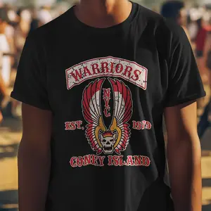 [WARRIORS of NYC: Coney Island Legacy Since 1979] 2025 New Menswear 100% Cotton Knit Casual Round Neck Printed Short-Sleeve T-Shirt, "Warriors NYC" Motif, Ideal for Trendy Youth & Outdoor Activities