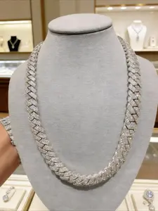 VVS1 Ice Cream Gold Hip-Hop Style High-Quality Miami Unisex Cuban Link Chain Jewelry Box Clasp Necklace, Unisex Gift for Easter and Thanksgiving