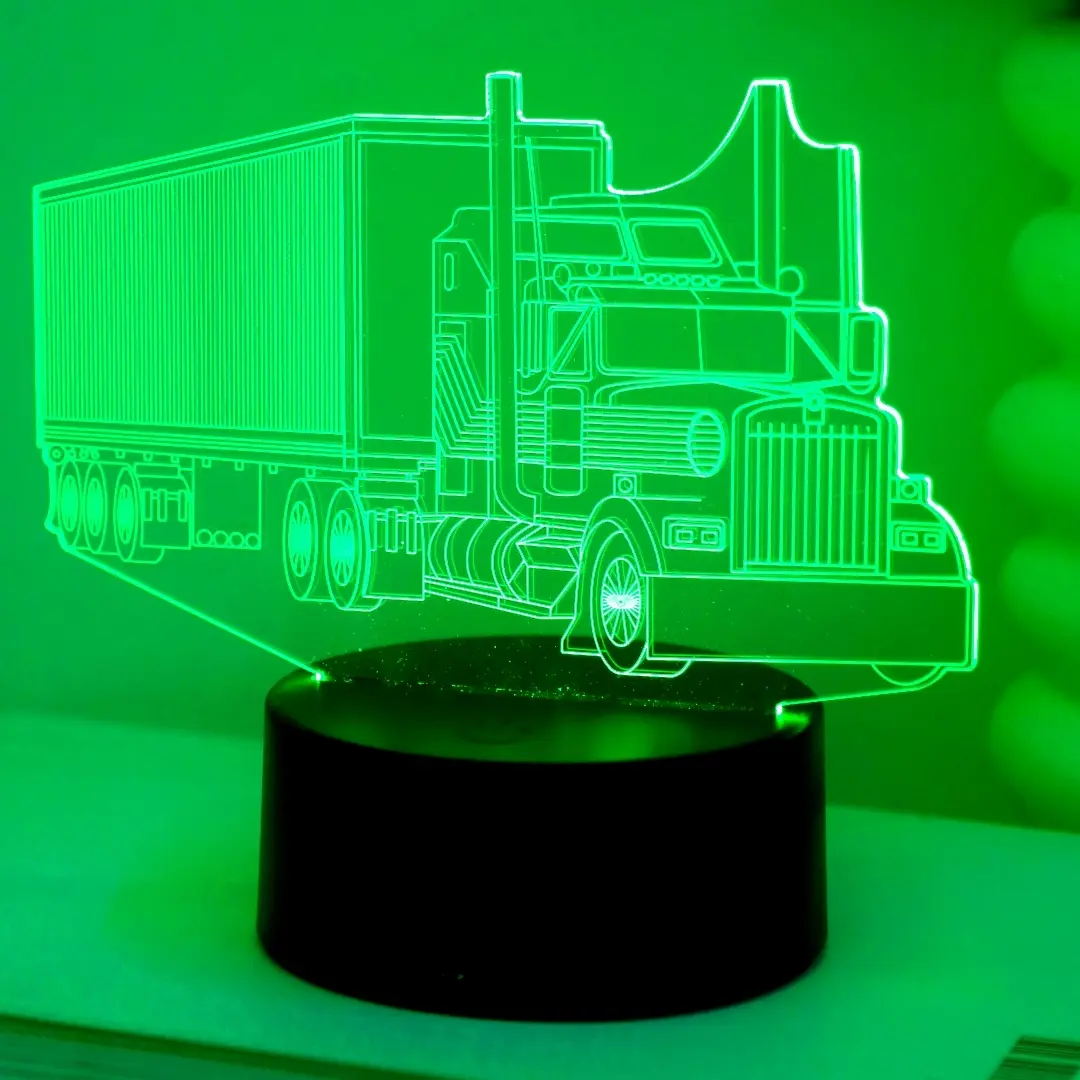 Modern Geometric 3D Truck Night Light, USB Powered Touch Control, Seven-Color Gradient, Home Desktop Bedroom Decor, Gradient Lighting, Led Lighted, Electronic Led Light, Electronic Lights