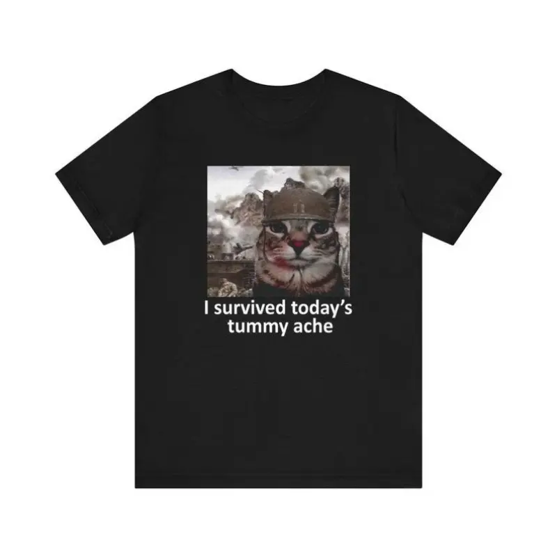 i survived today’s tummy ache unisex meme t-shirt Classic Cotton