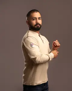 Khaki CRG FR Henley Cotton Menswear Flame Long Sleeve