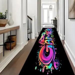 Gamer Style Carpet Rug, Modern Runner Rug, Print Rug, Durable & Washable Design, Perfect for Gaming Room Decor, Ideal for Bedroom, Kitchen, Hallway Use