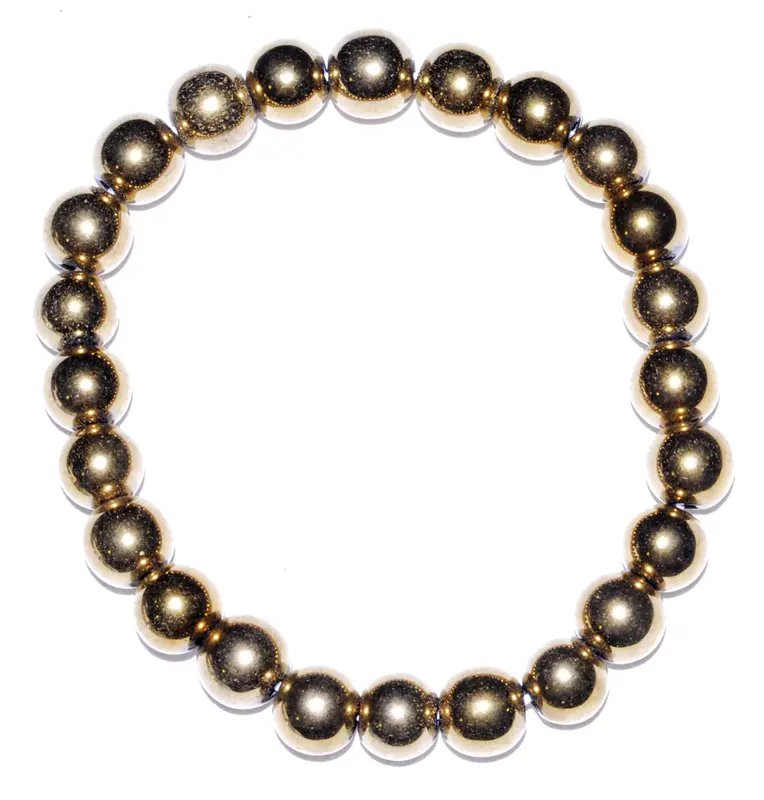 Gold Plated Hematite Bracelet 8mm Grounding Stone
