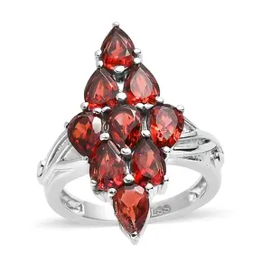 Garnet 4.15 ctw Elongated Ring in Stainless Steel Size 8 Christmas Gifts
