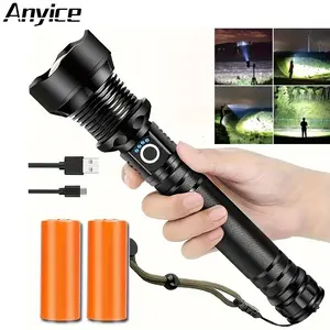 Anyice 1pc Rechargeable High Lumen LED Flashlight, Zoomable Flashlight, 3 Modes Grade Super Bright Flashlight For Emergency, Camping