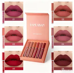 HANDAIYAN 6 Counts Matte Liquid Lipstick Set Lip Stain Makeup Long Lasting High Pigmented Nude Waterproof Non-Stick Cup Lip Gloss Kit for Girls Women Make up Gift Set Beauty Multicolor Pearl Cosmetic Glossy Gentle Smooth