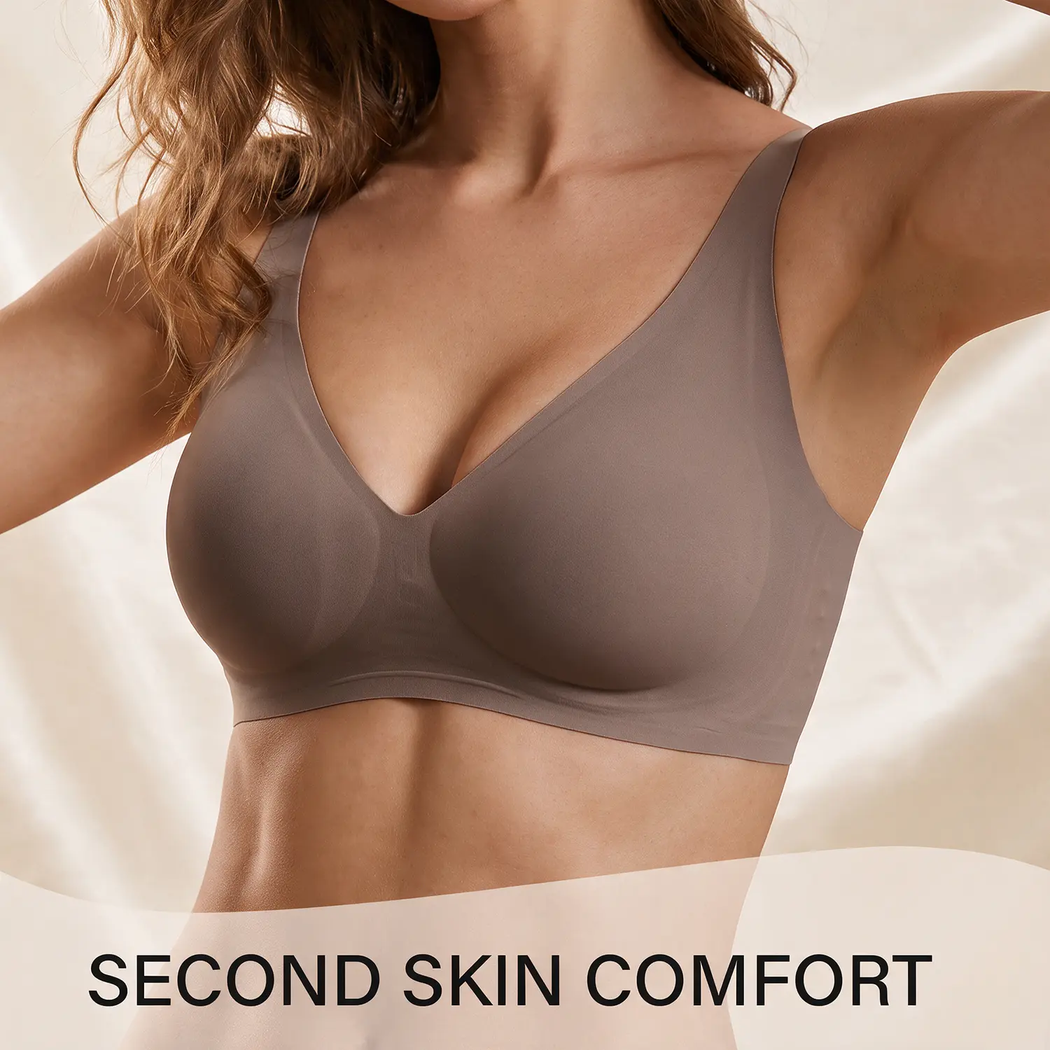 XCVIA Women's Gray Jelly Bra, Wireless Full Coverage Seamless T-Shirt Bra Soft Breathable Comfortable Wirefree Support Bra Invisible No Show Everyday Bra for Work, Travel, Date Night & Weekend Wear