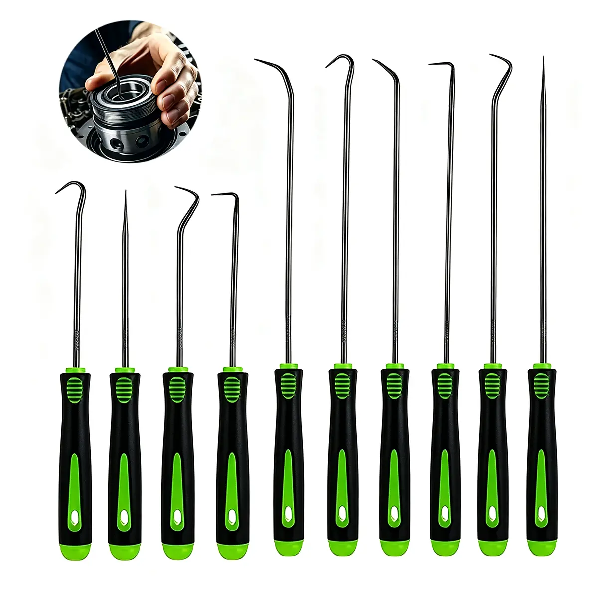 10-Piece Precision Hook Tool Kit for Automotive Oil Seals and O-Ring Gaskets, Durable Mini Hook Set, Versatile Car Repair Tool Kit for Professional Disassembly Work, Automotive Repair Tools